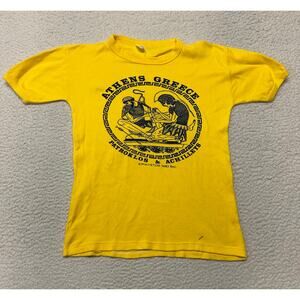 Vintage 70s Mens Short Sleeve Greece Tourist Tee Shirt Size XS